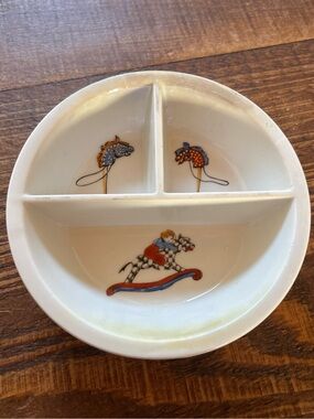 Vintage Ceramic Divided Dish with Rocking Horse Theme